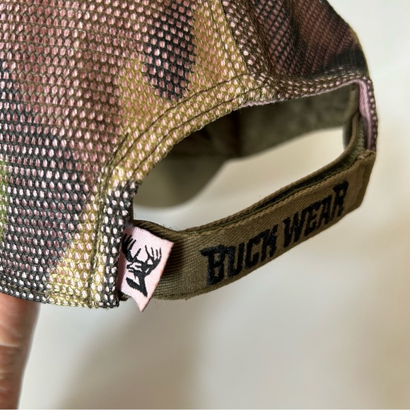 Buckwear Hunt Like a Girl! Pink Green Camo Baseball Hat Cap Deer Antlers Hunting - Picture 6 of 8